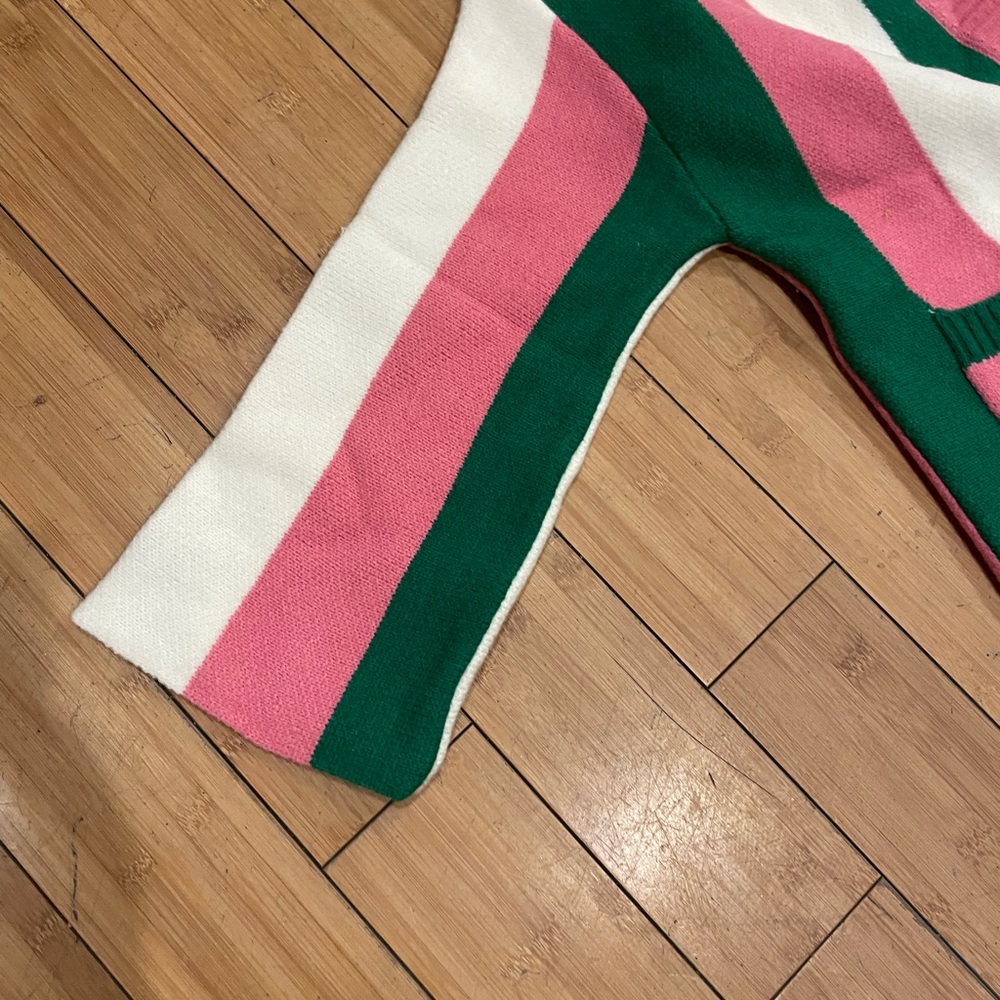 Bold Striped Pink, Green & Cream Cardigan Sweater - Picture 7 of 8